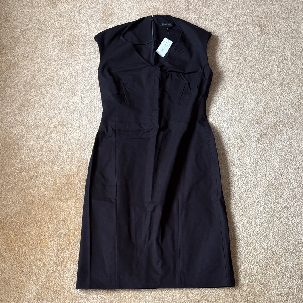 Banana Republic Classic Black Midi Dress size 10T 10 tall nwt